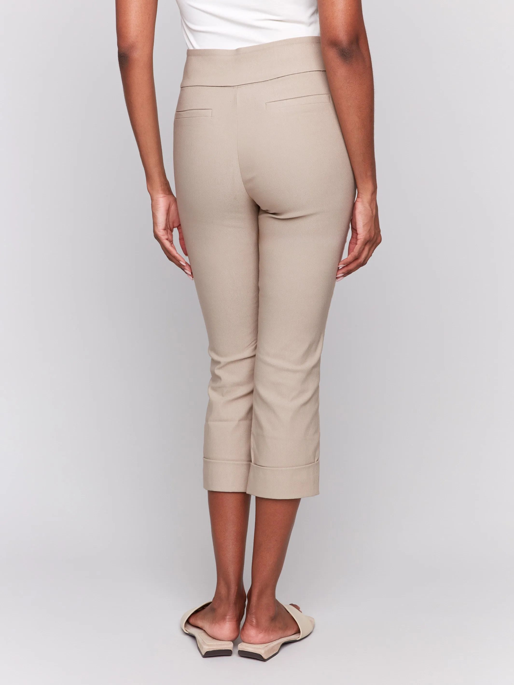 Stretch Pull-On Capri Pants - Greige