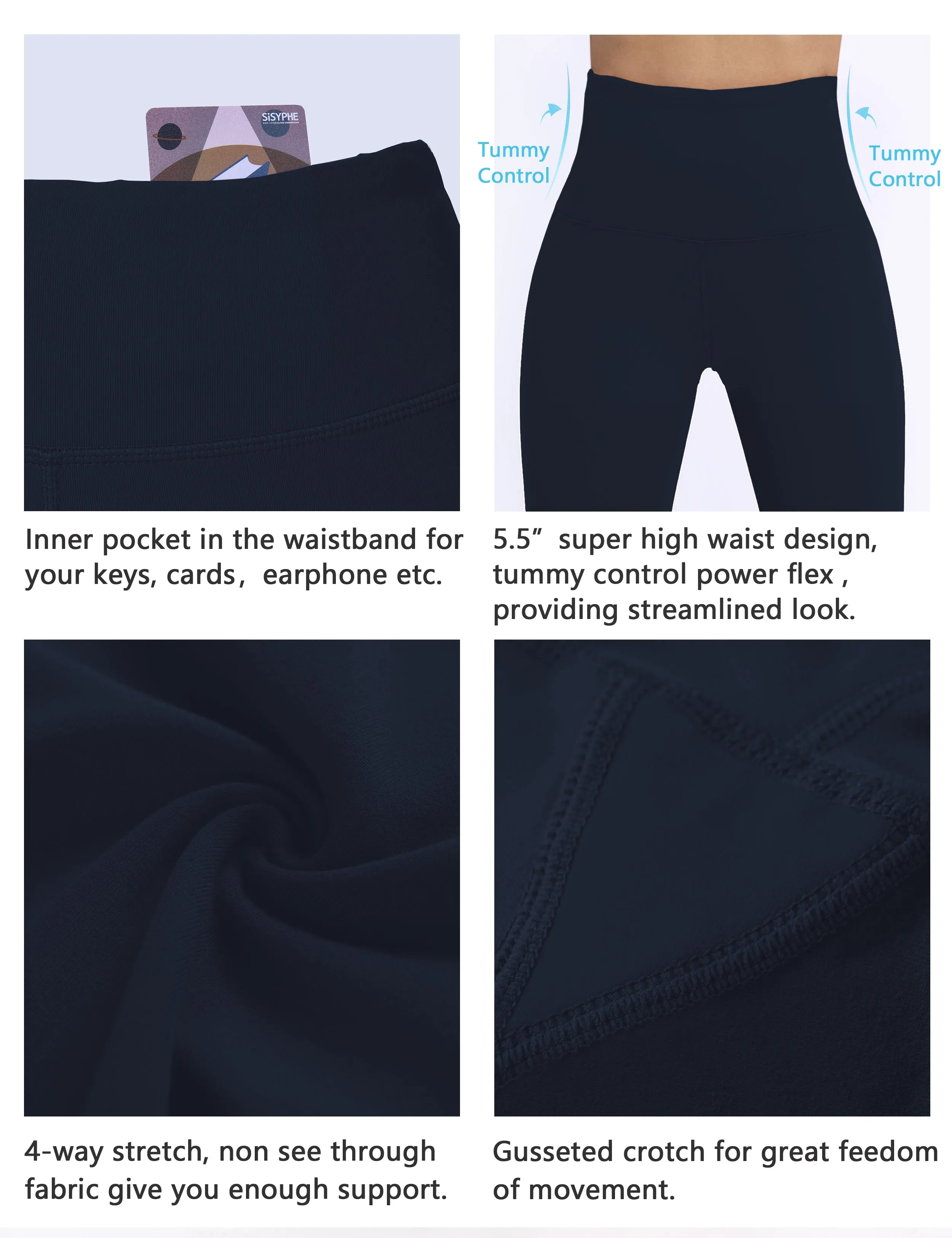 Super High Waist Biking Pants darknavy_Biking