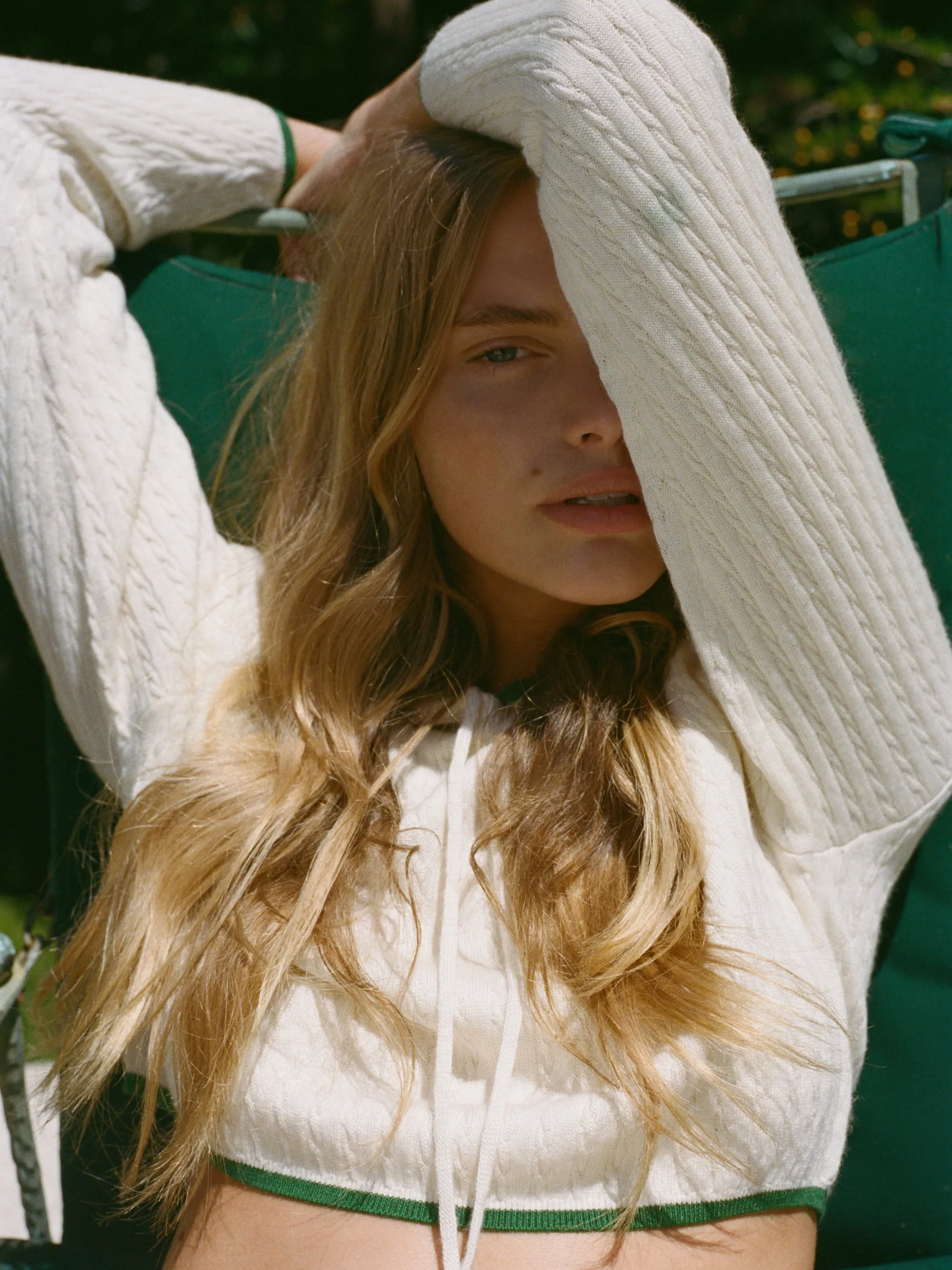 The Cable Hoodie -- Kelly Green Multi