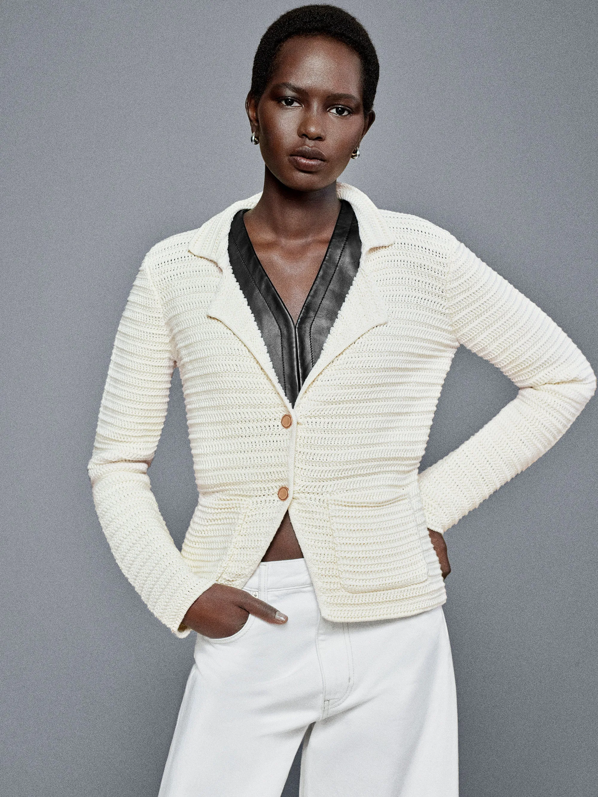 The Crochet Blazer -- Cream