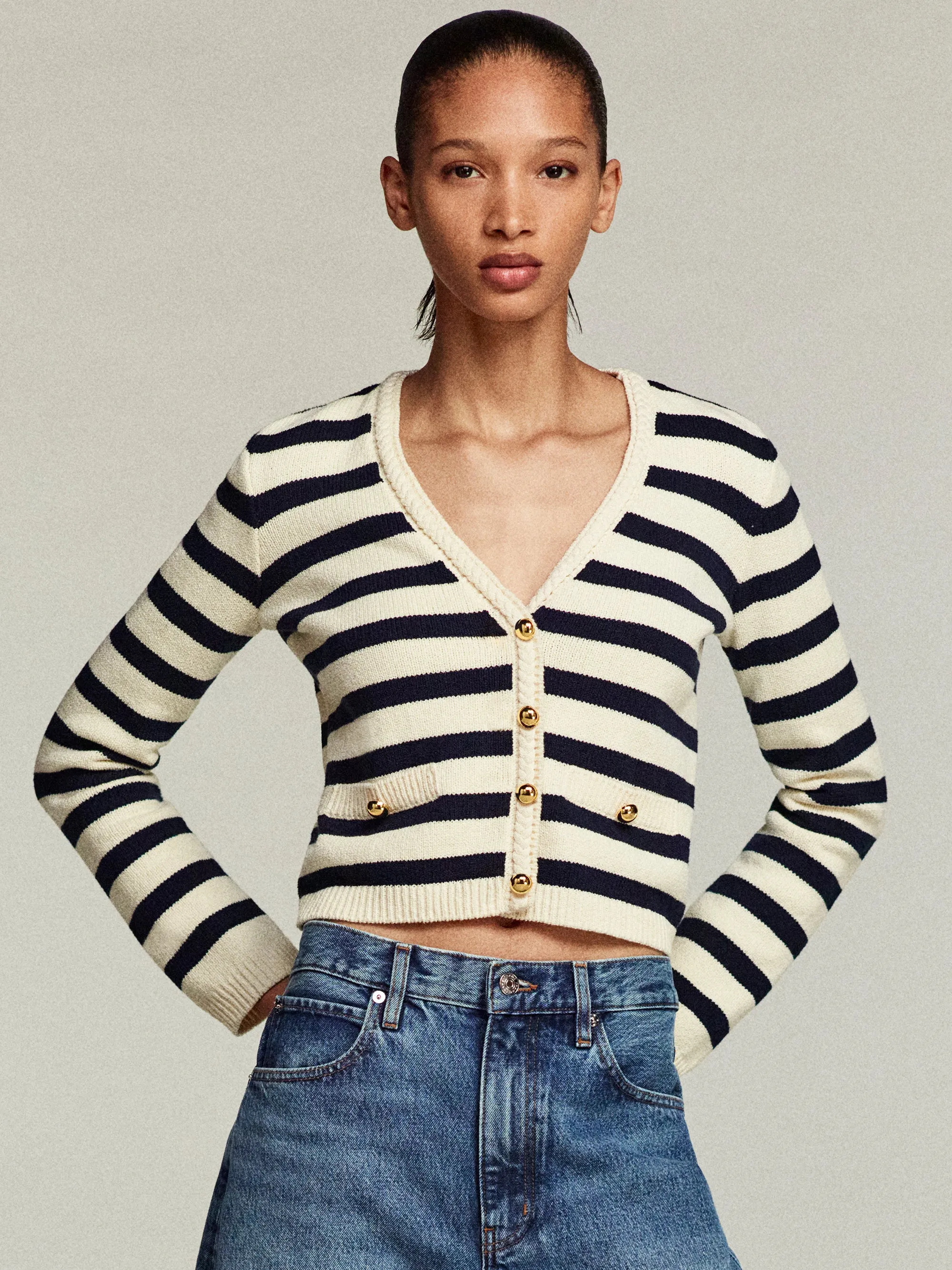 The Harbor Cardigan -- Navy Multi