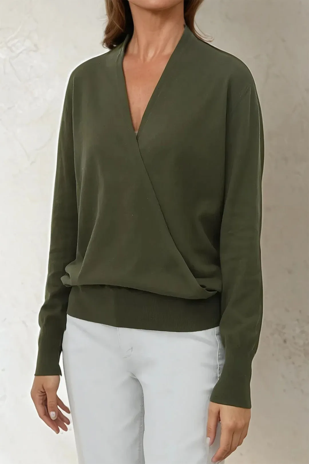 TORY ITALIAN COTTON SURPLICE WRAP TOP