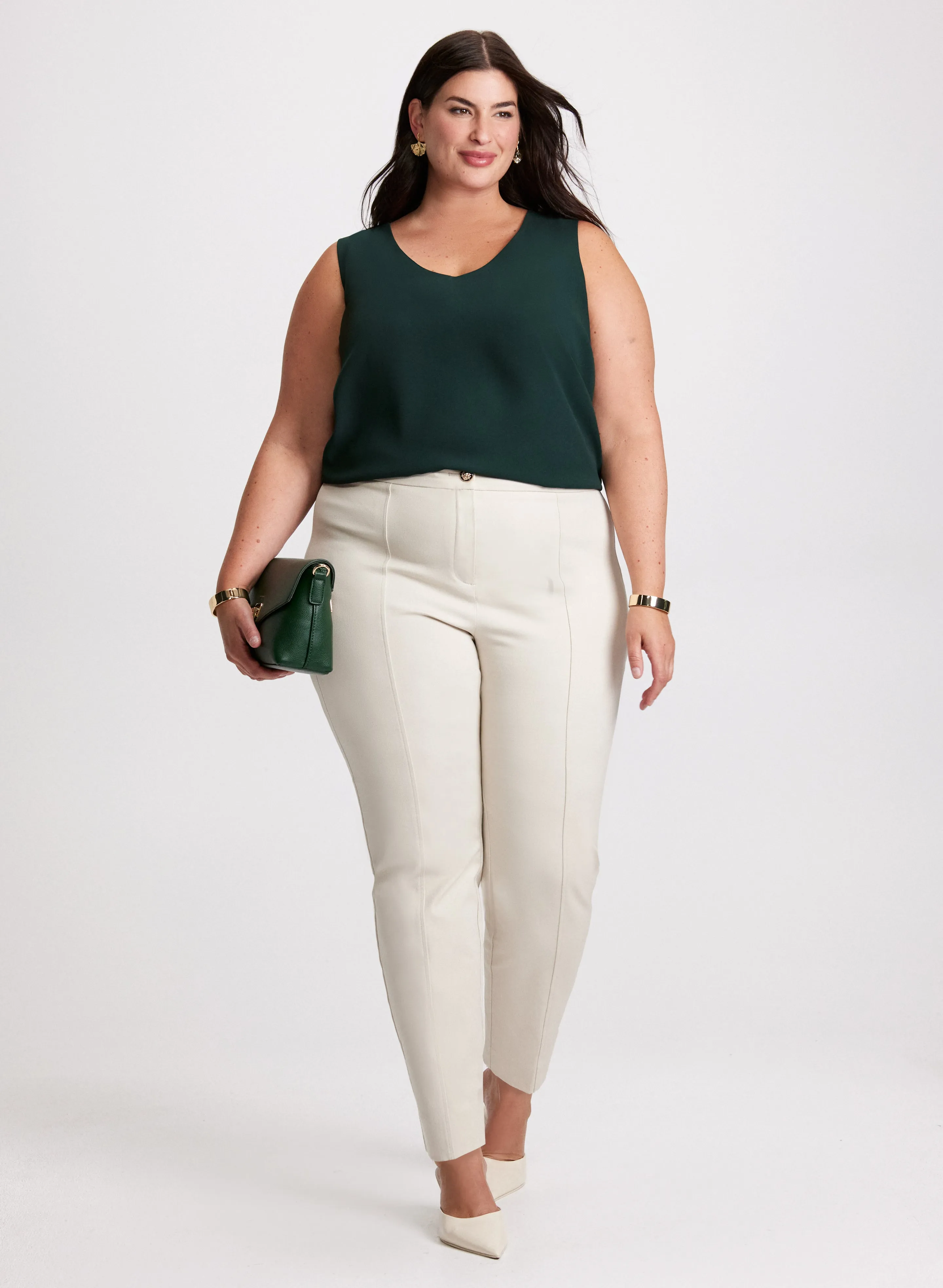 V-Neck Blouse & Slim Leg Pants