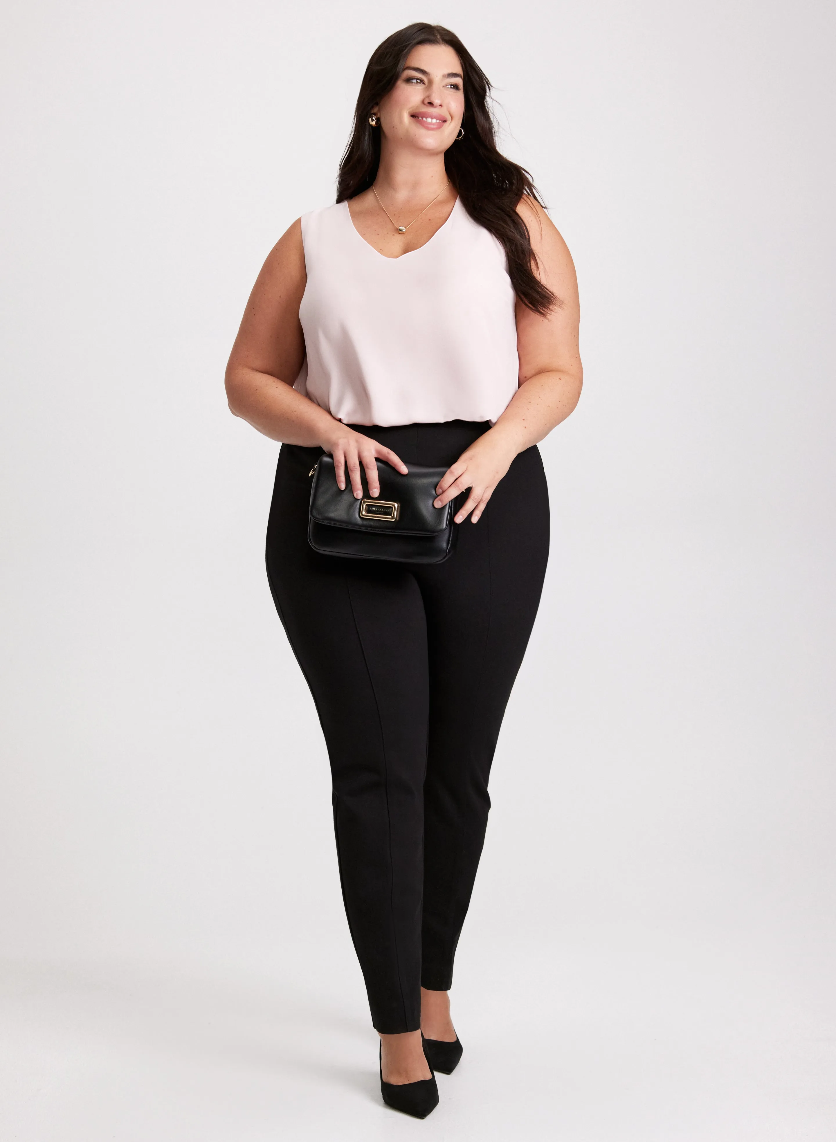 V-Neck Blouse & Slim-Leg Pants