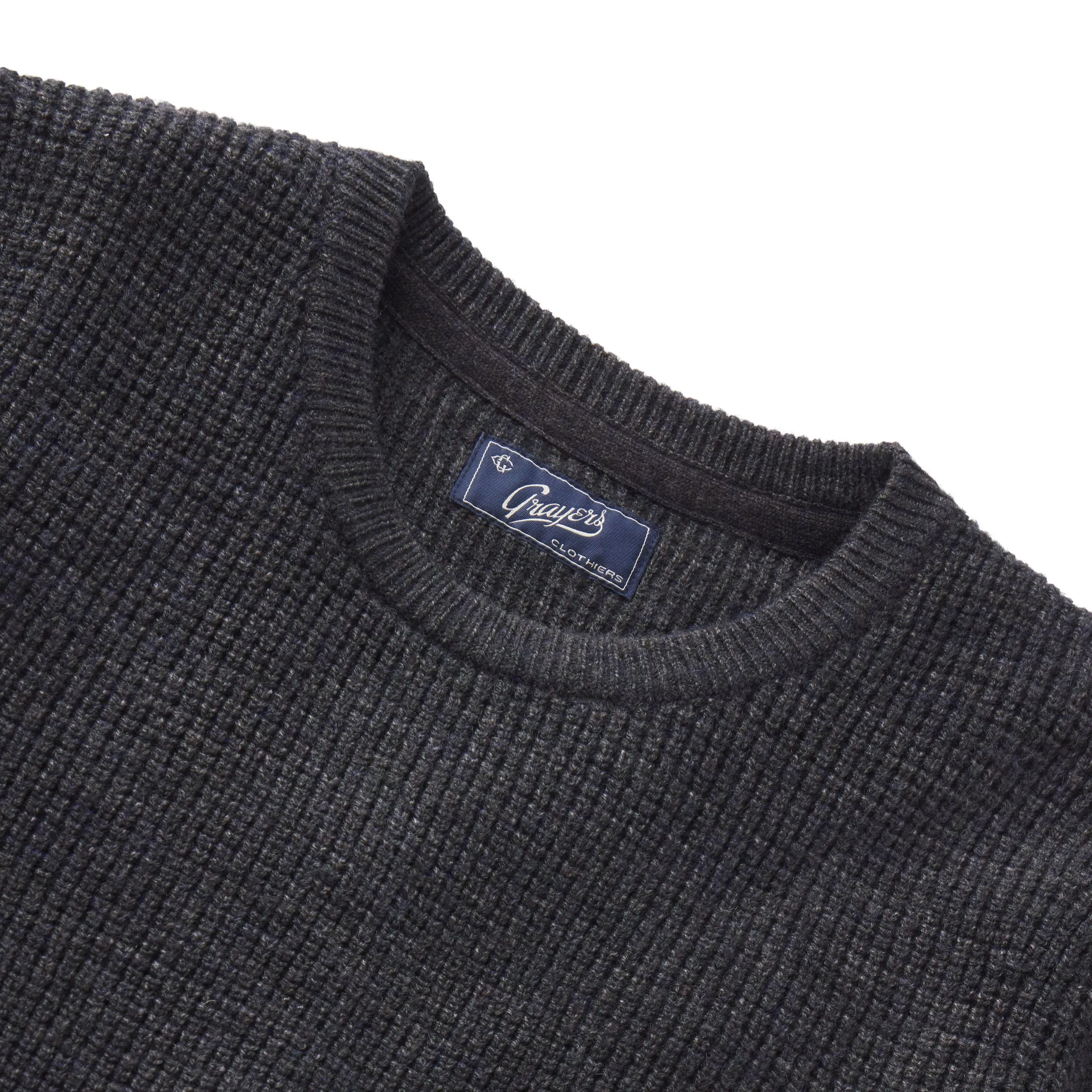 Waffle Stitch Crew Sweater - Charcoal