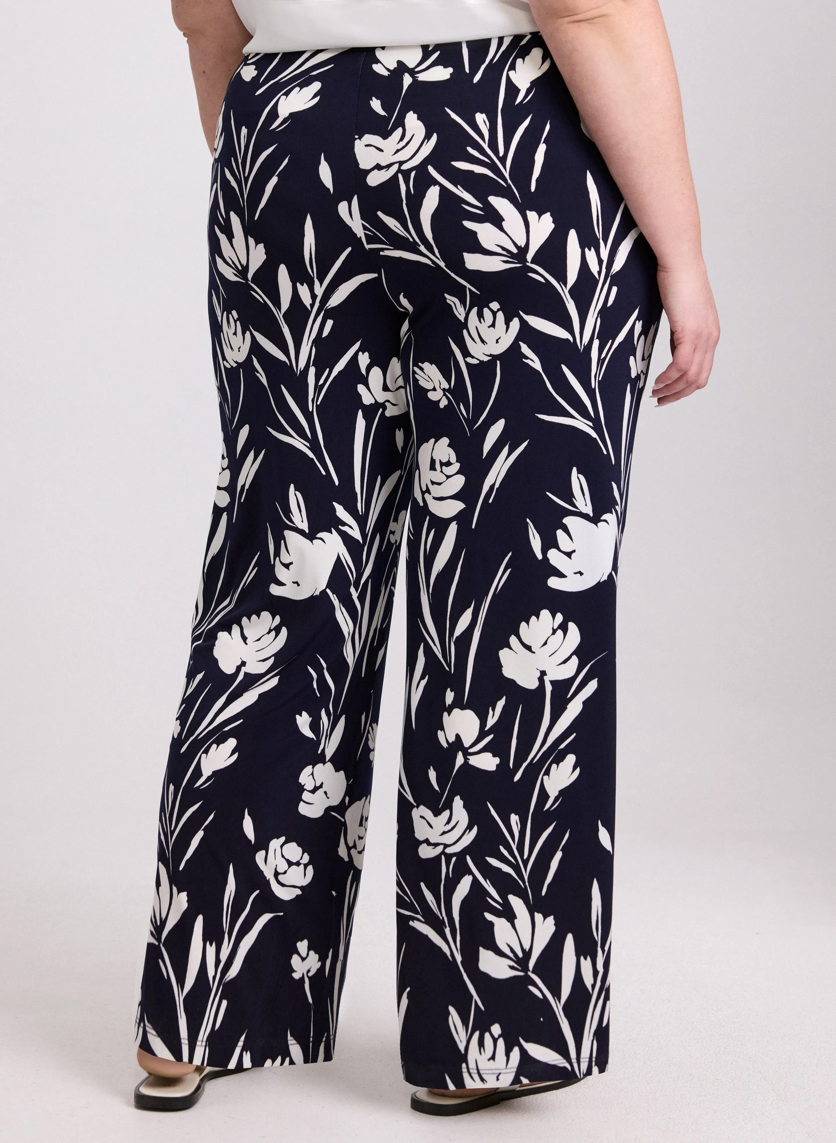 Wide-Leg Floral Print Pants