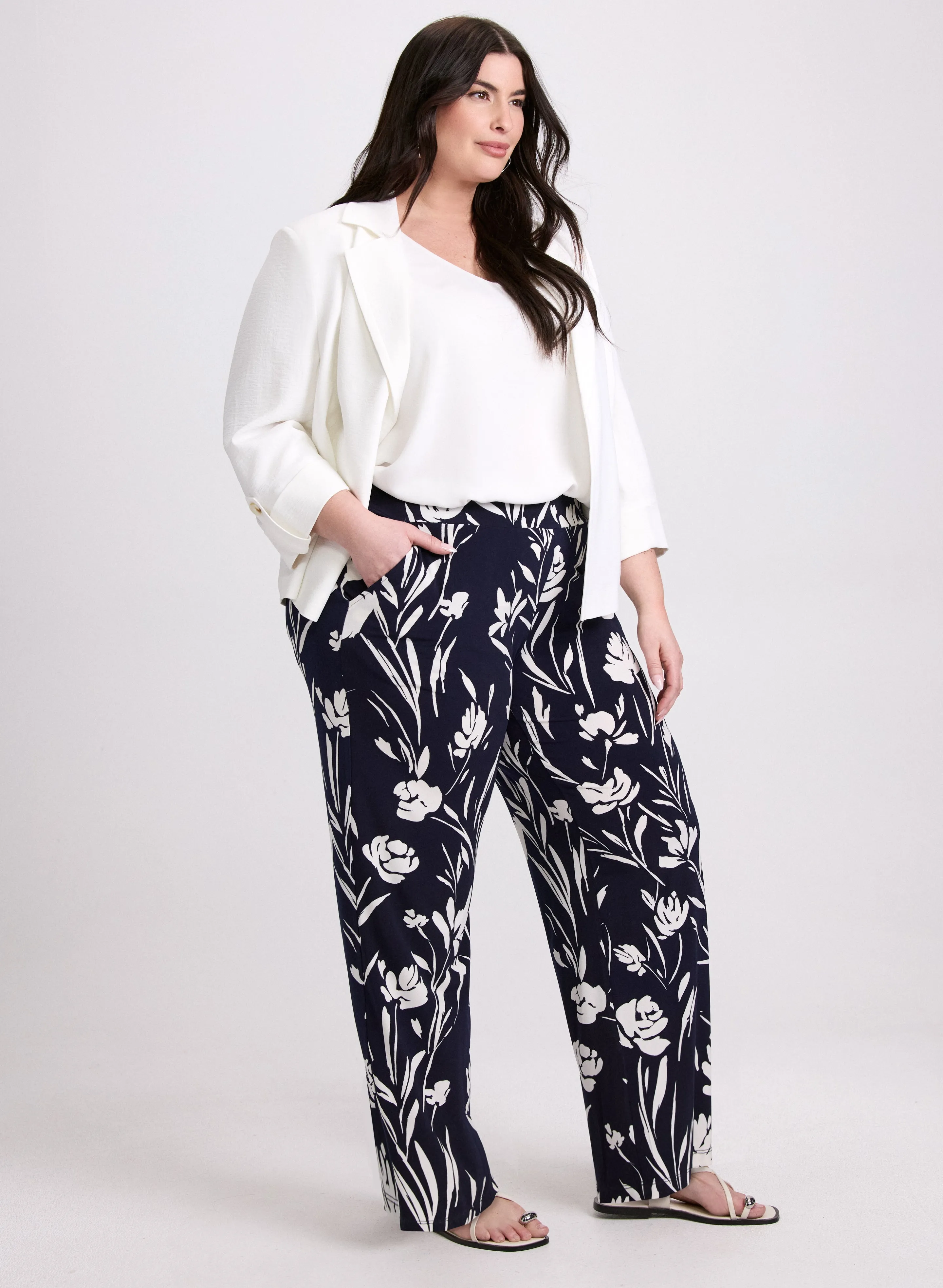 Wide-Leg Floral Print Pants