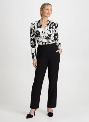 Wrap-Style Top & Slim Leg Pants