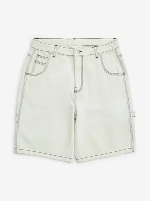 Y&F Kids White Mid-Rise Denim Shorts